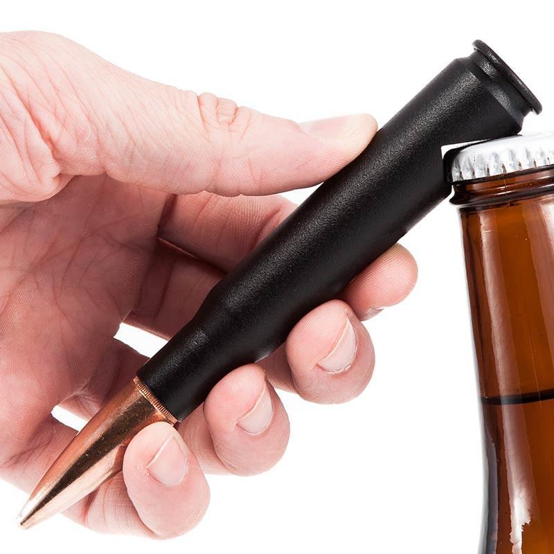 50 Caliber® Bullet Bottle Opener in Matte Black Opening